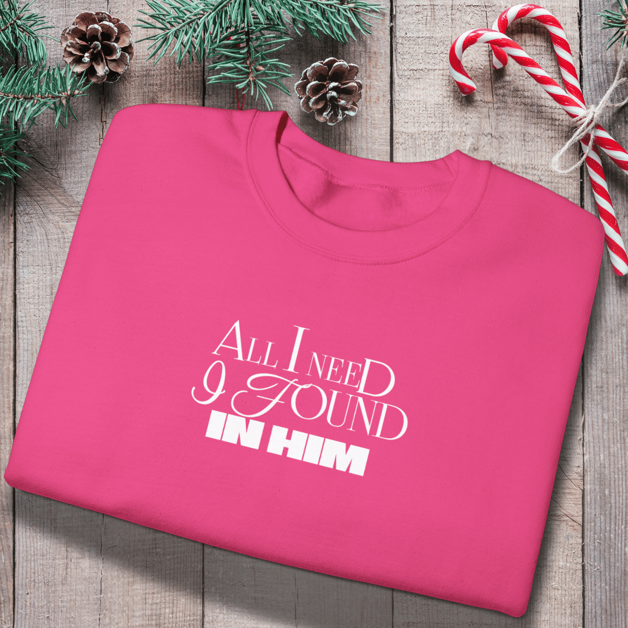 All I Need I Found in Him Sweatshirt | Christian Couples Sweater for Her | Gildan 18000 | Faith-Based Matching His & Hers Gift