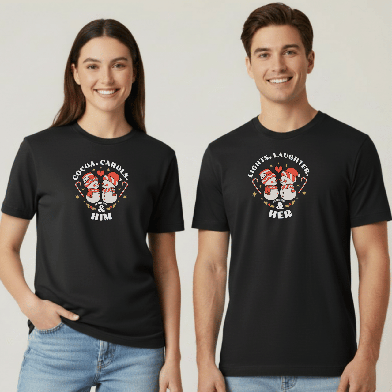 Cocoa Carols & Him Shirt | Comfort Colors 1717 | Matching Couples Christmas Tees | Holiday Christian Gift for Her | Cozy Winter Tee