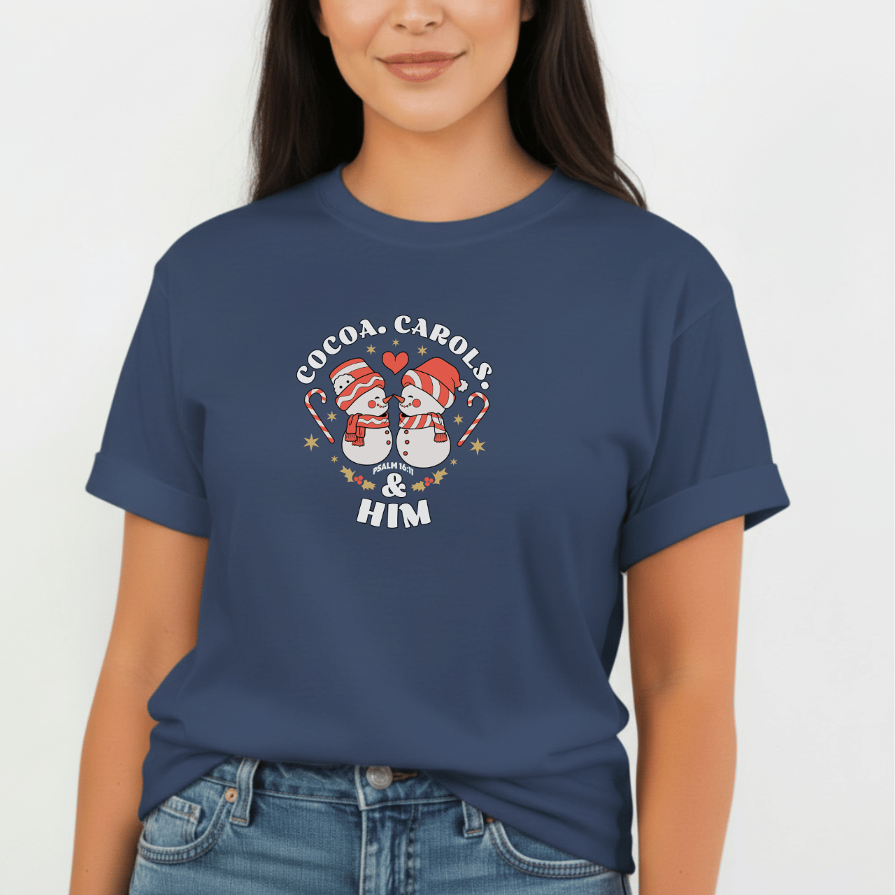 Cocoa Carols & Him Shirt | Comfort Colors 1717 | Matching Couples Christmas Tees | Holiday Christian Gift for Her | Cozy Winter Tee