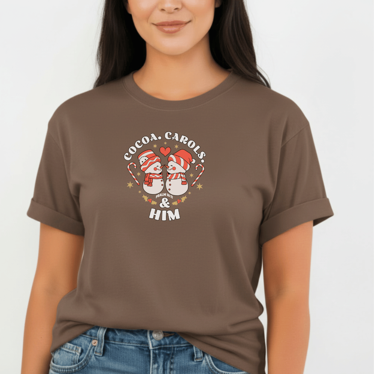 Cocoa Carols & Him Shirt | Comfort Colors 1717 | Matching Couples Christmas Tees | Holiday Christian Gift for Her | Cozy Winter Tee