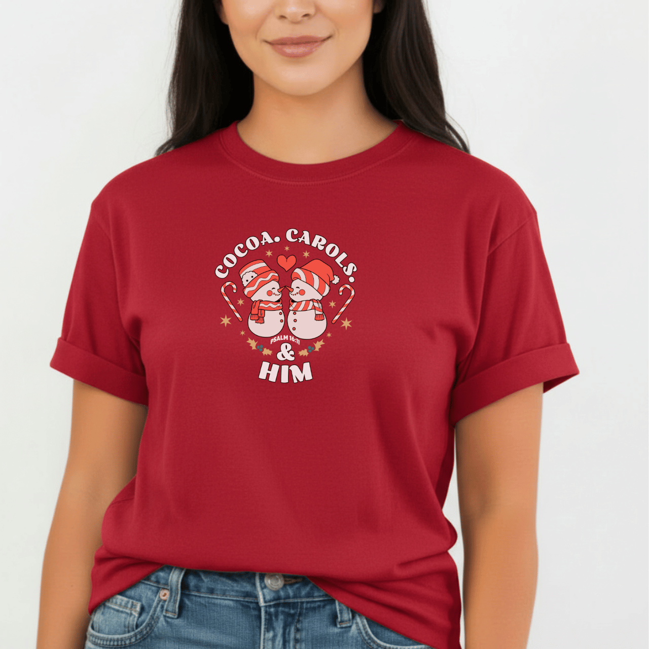 Cocoa Carols & Him Shirt | Comfort Colors 1717 | Matching Couples Christmas Tees | Holiday Christian Gift for Her | Cozy Winter Tee