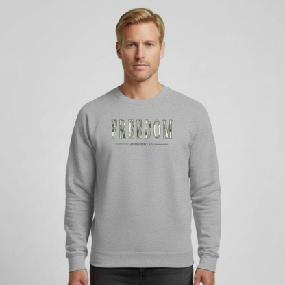 Freedom in Christ Sweatshirt • 2 Corinthians 3:17 Bible Verse Crewneck • Men Women Camo | Christian Faith Apparel