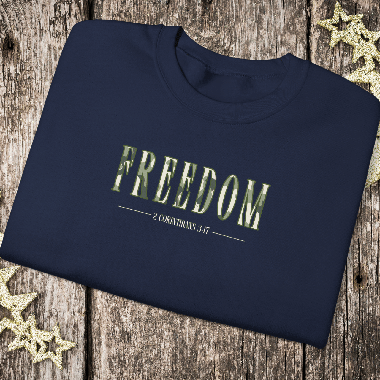 Freedom in Christ Sweatshirt • 2 Corinthians 3:17 Bible Verse Crewneck • Men Women Camo | Christian Faith Apparel