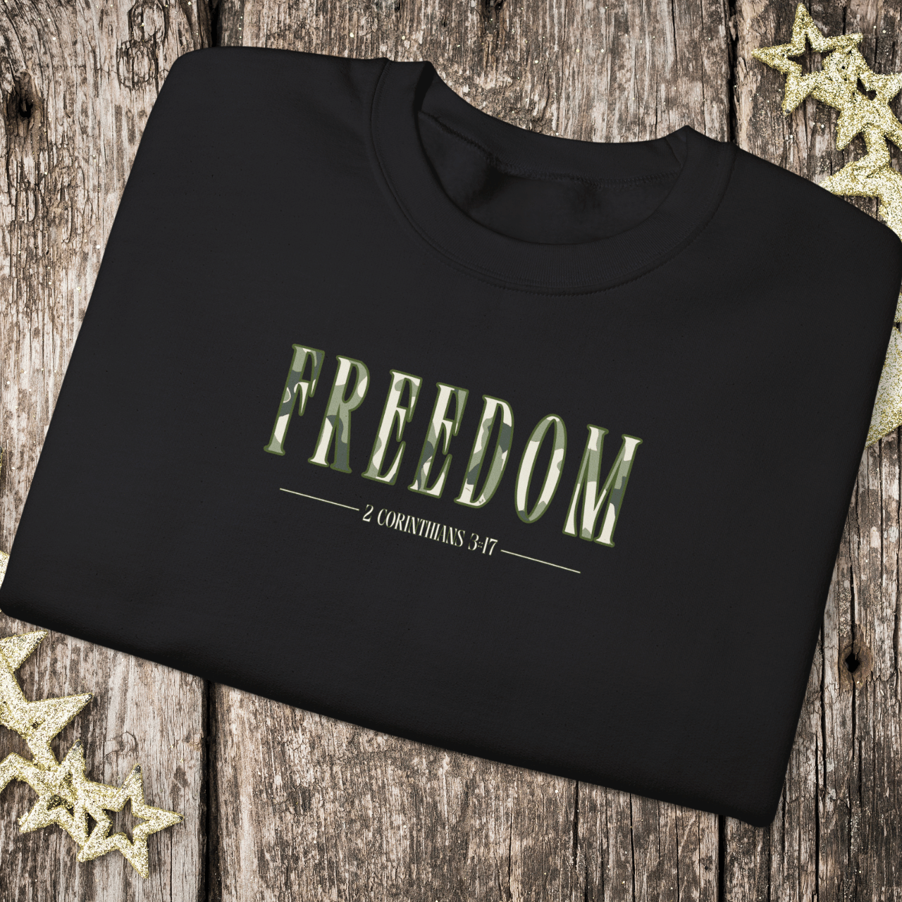 Freedom in Christ Sweatshirt • 2 Corinthians 3:17 Bible Verse Crewneck • Men Women Camo | Christian Faith Apparel