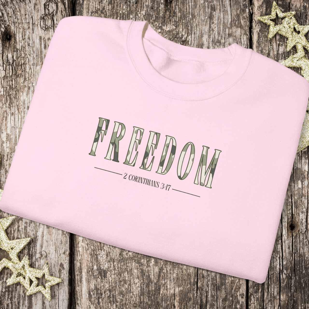 Freedom in Christ Sweatshirt • 2 Corinthians 3:17 Bible Verse Crewneck • Men Women Camo | Christian Faith Apparel