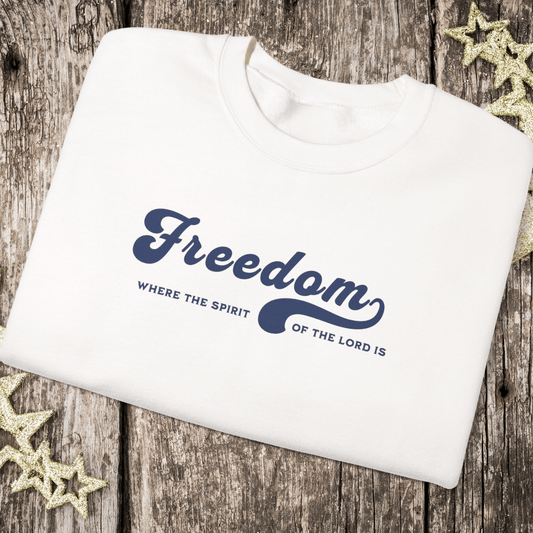 Freedom Christian Sweatshirt • 2 Corinthians 3:17 Bible Verse Crewneck • Men Women Unisex Gildan 18000 Faith Pullover