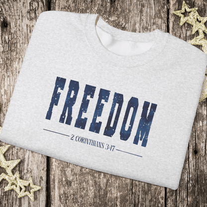 Freedom Christian Sweatshirt • 2 Corinthians 3:17 Bible Verse Crewneck • Men Women Gildan 18000 Unisex Faith Apparel