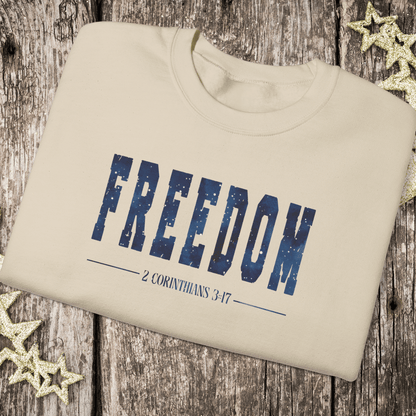 Freedom Christian Sweatshirt • 2 Corinthians 3:17 Bible Verse Crewneck • Men Women Gildan 18000 Unisex Faith Apparel