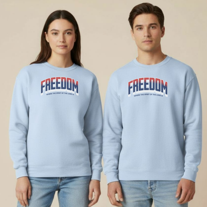 Freedom Christian Sweatshirt • Where the Spirit of the Lord Is • 2 Corinthians 3:17 Crewneck • Men Women Gildan 18000 Faith Apparel