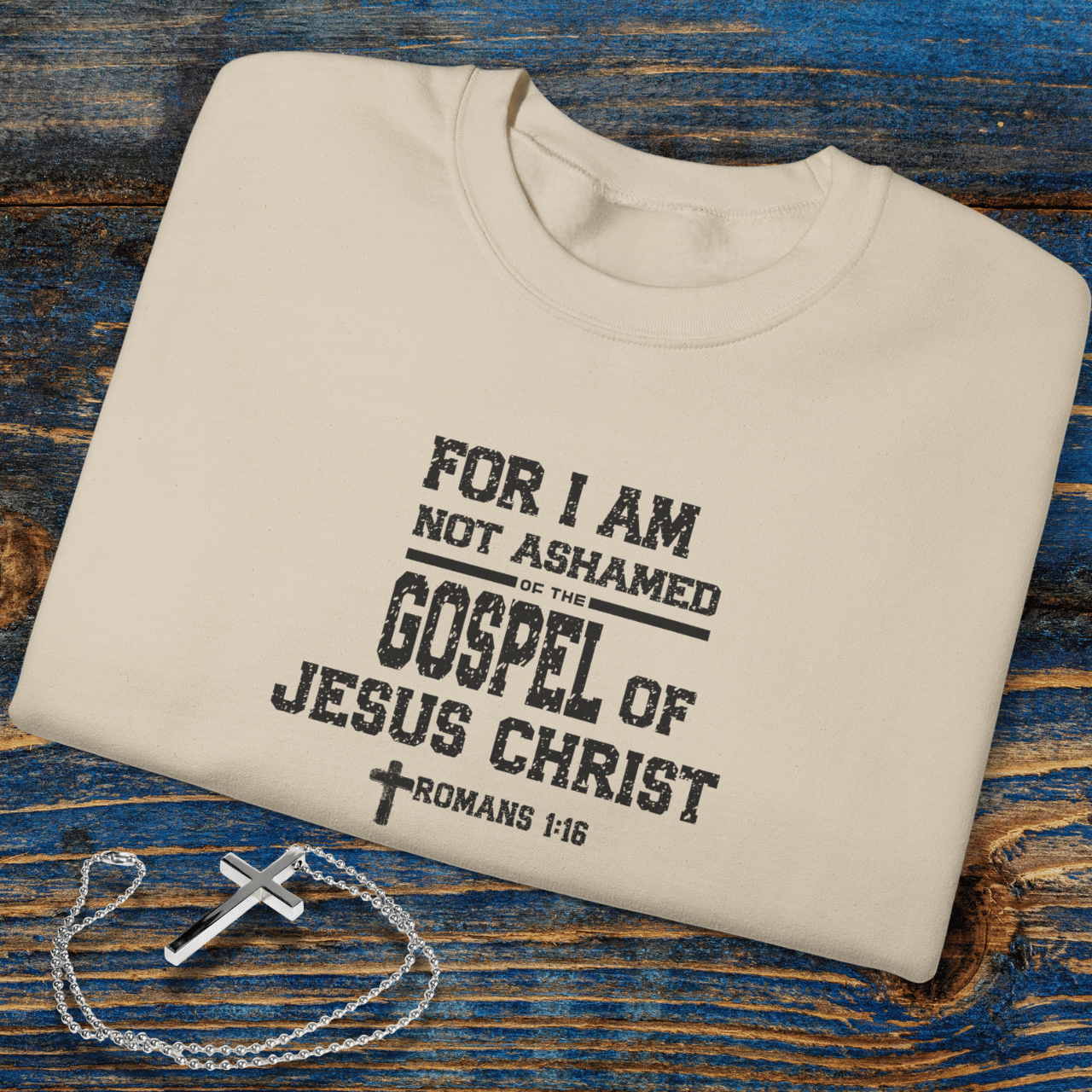 For I Am Not Ashamed of the Gospel of Jesus Christ Christian Sweatshirt • Romans 1:16 Bible Verse Crewneck • Men Women | Unisex Gildan 18000 Faith Pullover