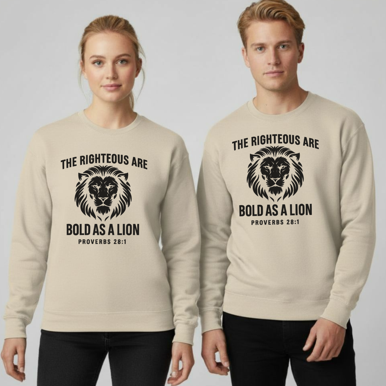 Bold As A Lion Christian Sweatshirt • Proverbs 28:1 Bible Verse Crewneck • Unisex Gildan 18000 Faith Pullover