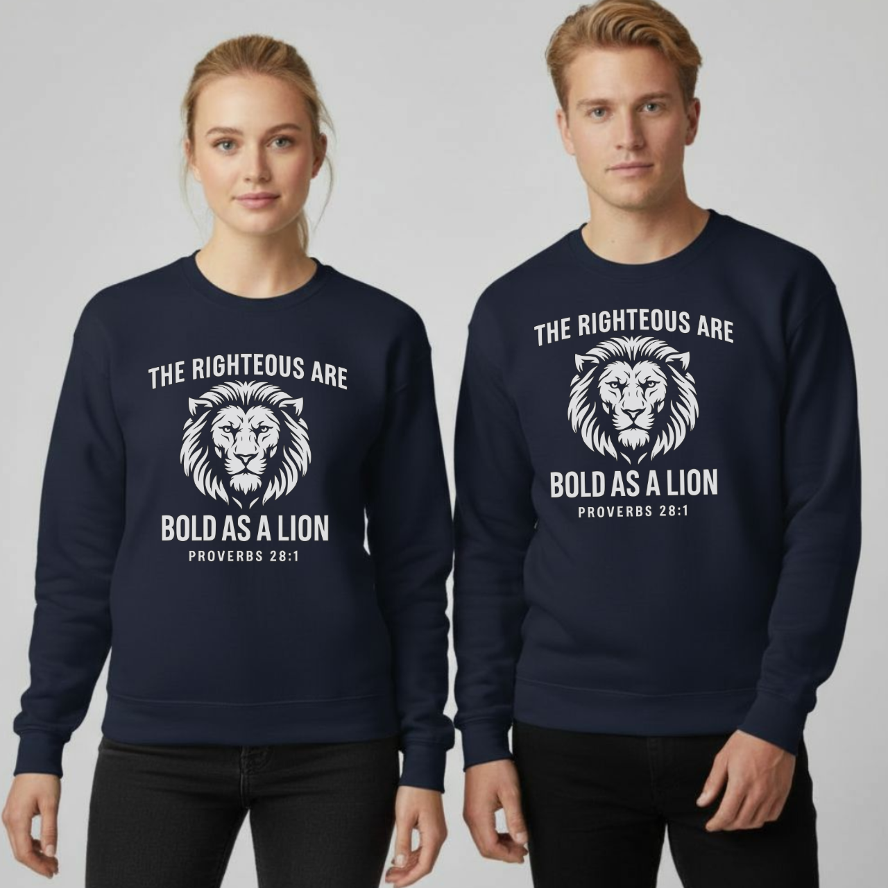 Bold As A Lion Christian Sweatshirt • Proverbs 28:1 Bible Verse Crewneck • Unisex Gildan 18000 Faith Pullover