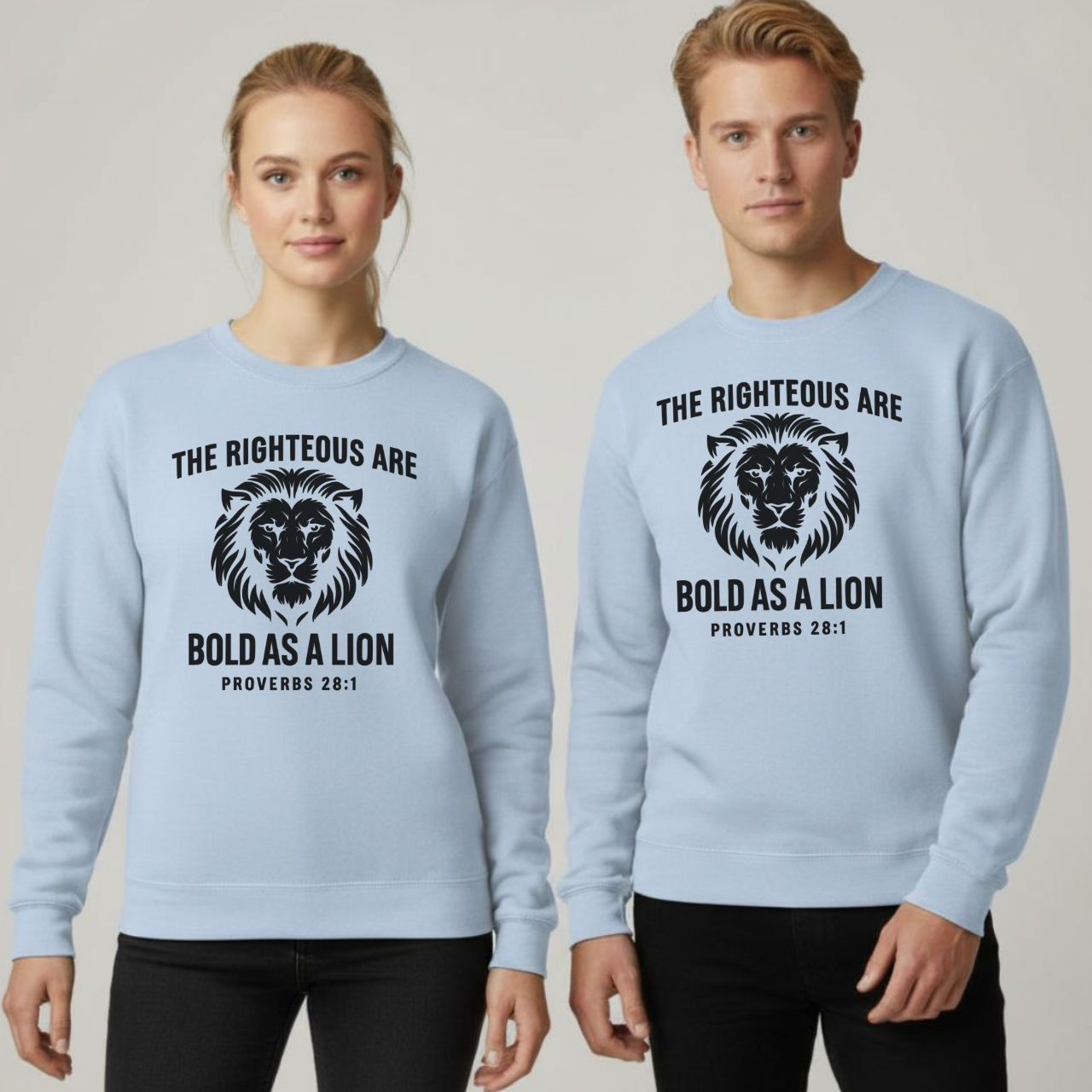 Bold As A Lion Christian Sweatshirt • Proverbs 28:1 Bible Verse Crewneck • Unisex Gildan 18000 Faith Pullover