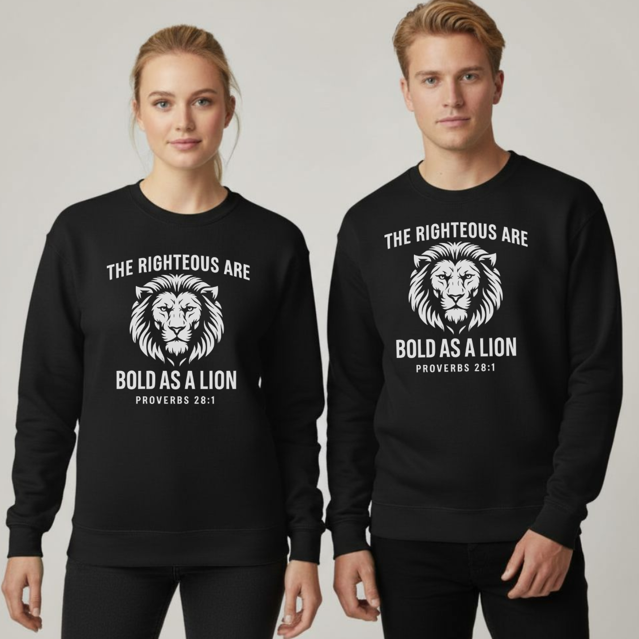 Bold As A Lion Christian Sweatshirt • Proverbs 28:1 Bible Verse Crewneck • Unisex Gildan 18000 Faith Pullover