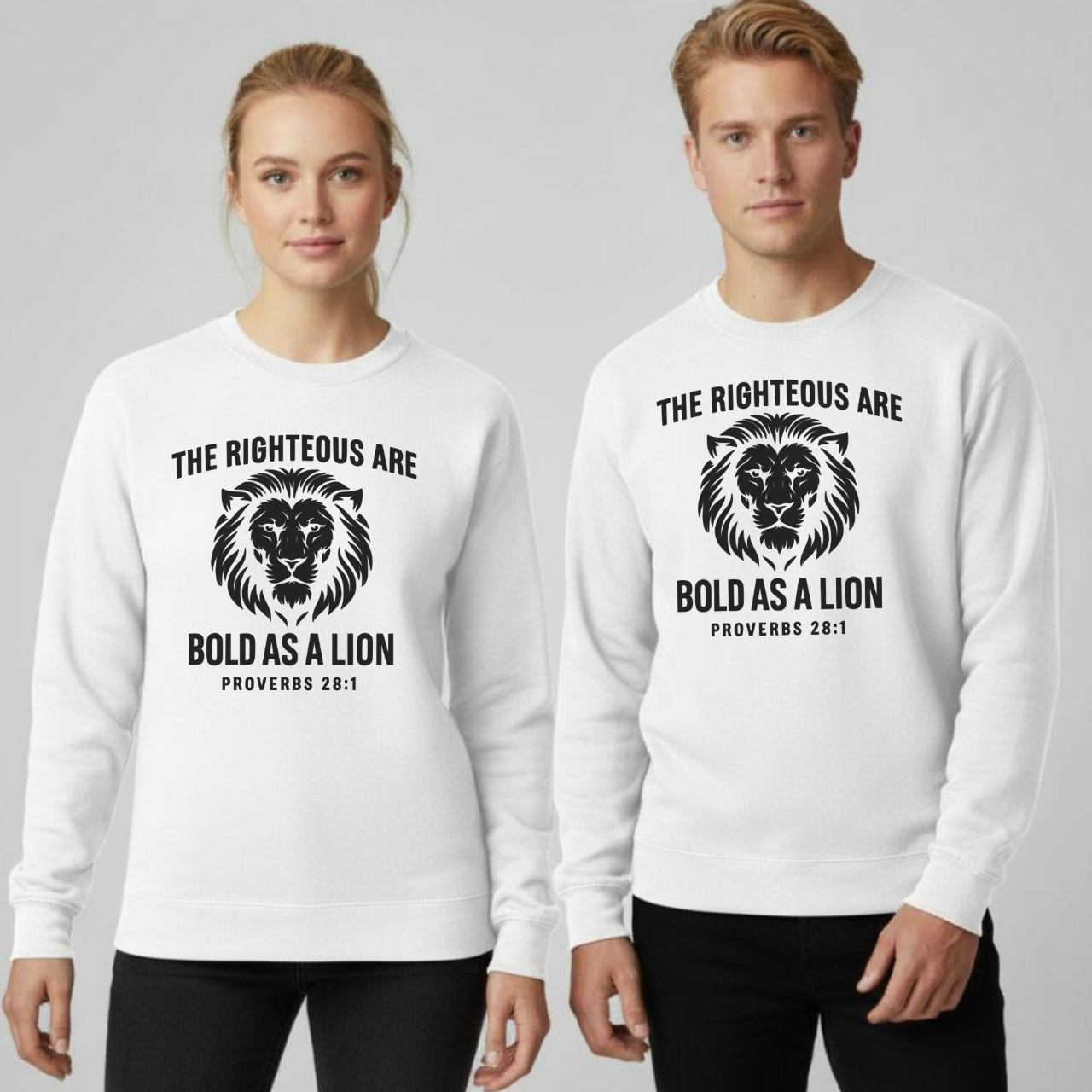 Bold As A Lion Christian Sweatshirt • Proverbs 28:1 Bible Verse Crewneck • Unisex Gildan 18000 Faith Pullover