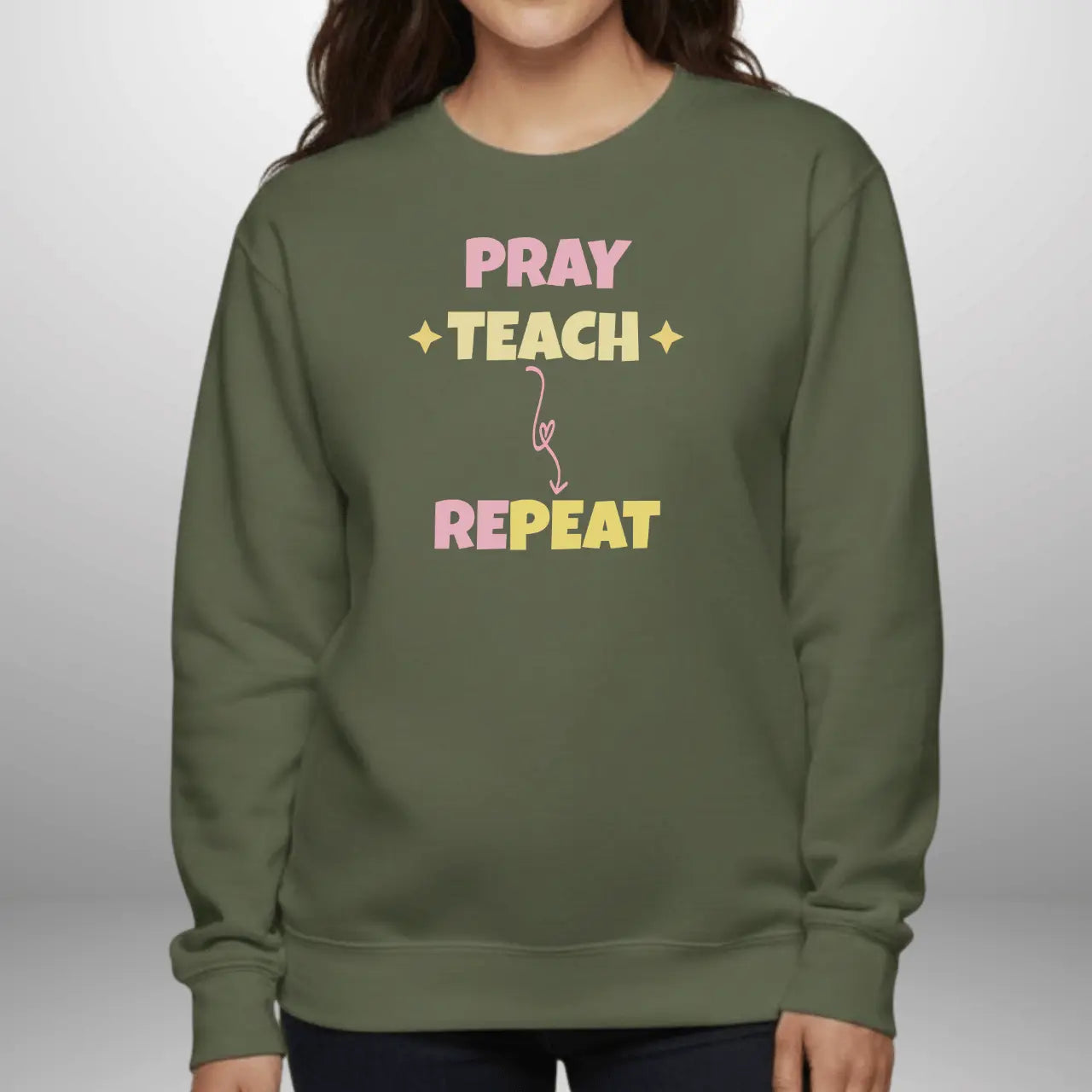 Pray Teach Repeat Sweatshirt | Teacher Crewneck Printify