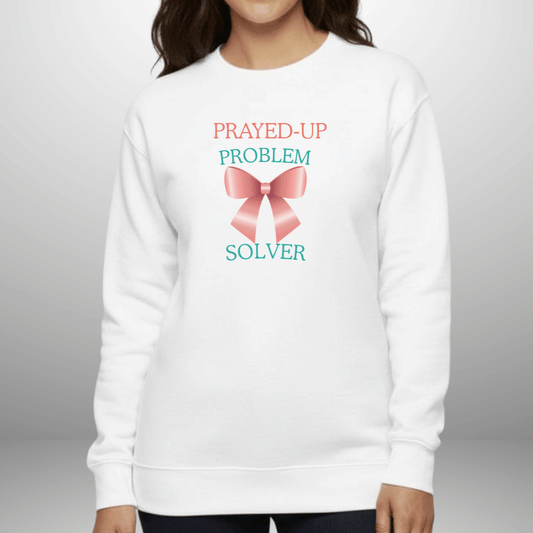 Women's Prayed-Up Problem Solver Teacher Sweatshirt | Satin Bow Crewneck