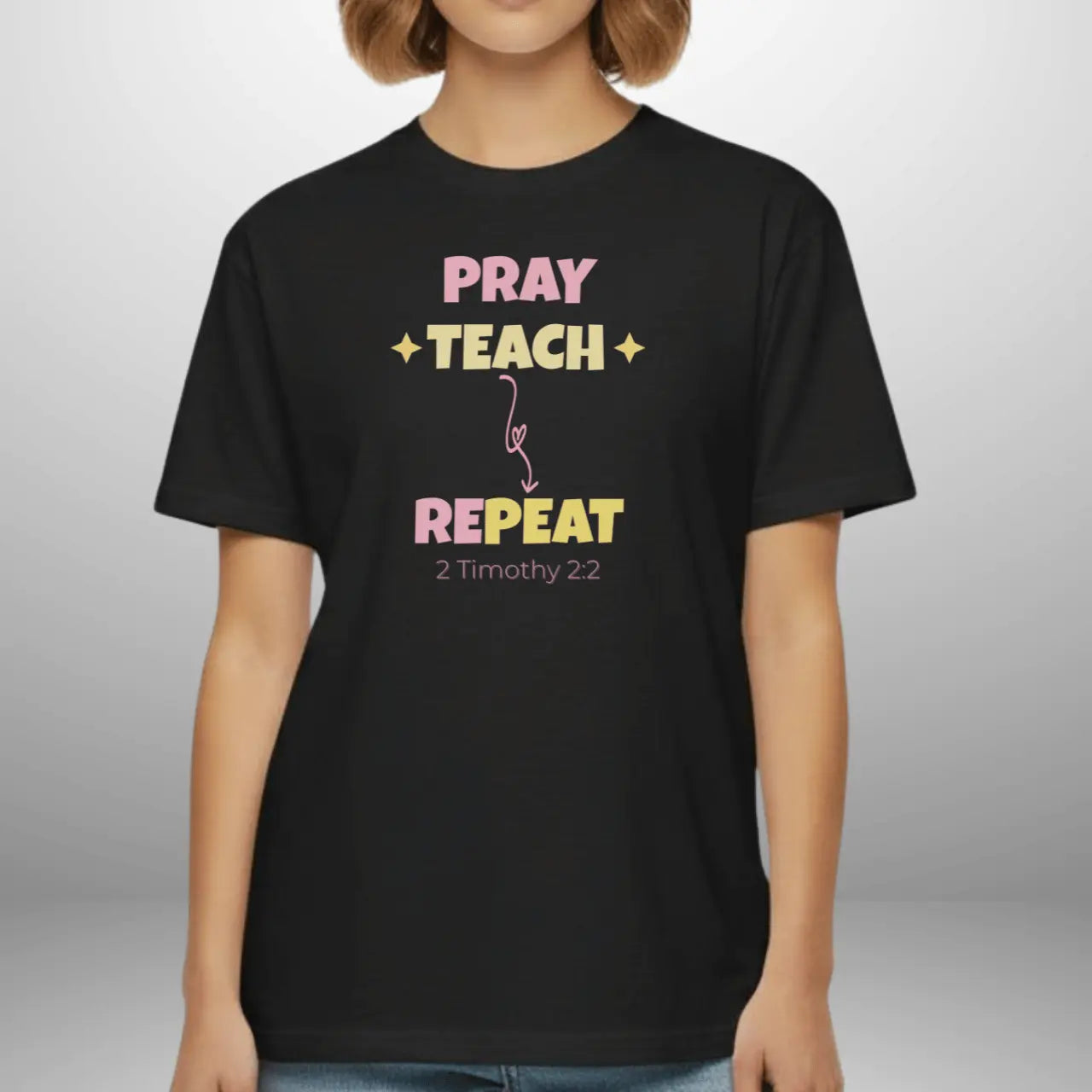 Pray Teach Repeat T-Shirt | Teacher Tee Goshen & Selah Co