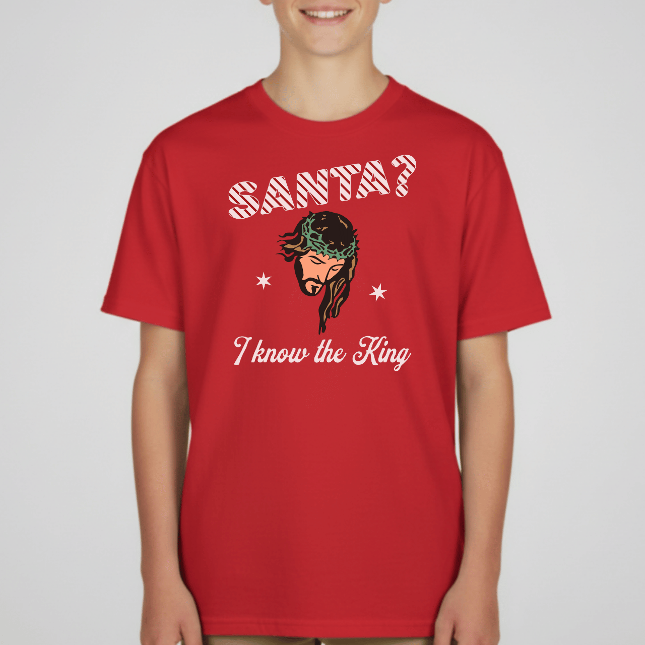 Santa? I Know the King Youth Christmas T-Shirt | Christian Holiday Tee | Gildan 5000B