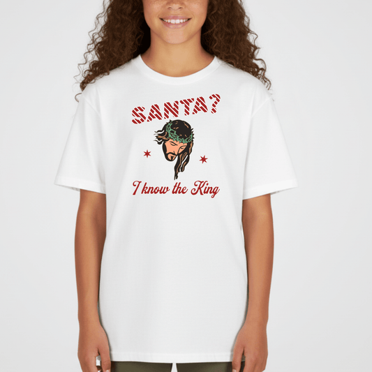 Santa? I Know the King Youth Christmas T-Shirt | Christian Holiday Tee | Gildan 5000B