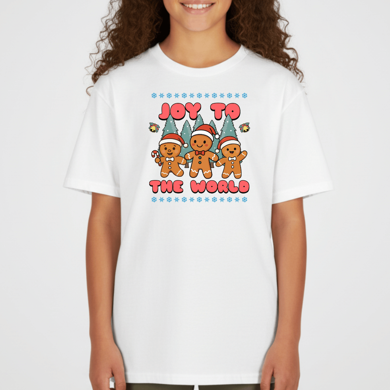 Joy to the World Gingerbread Youth Christmas T-Shirt | Holiday Tee for Kids | Gildan 5000B
