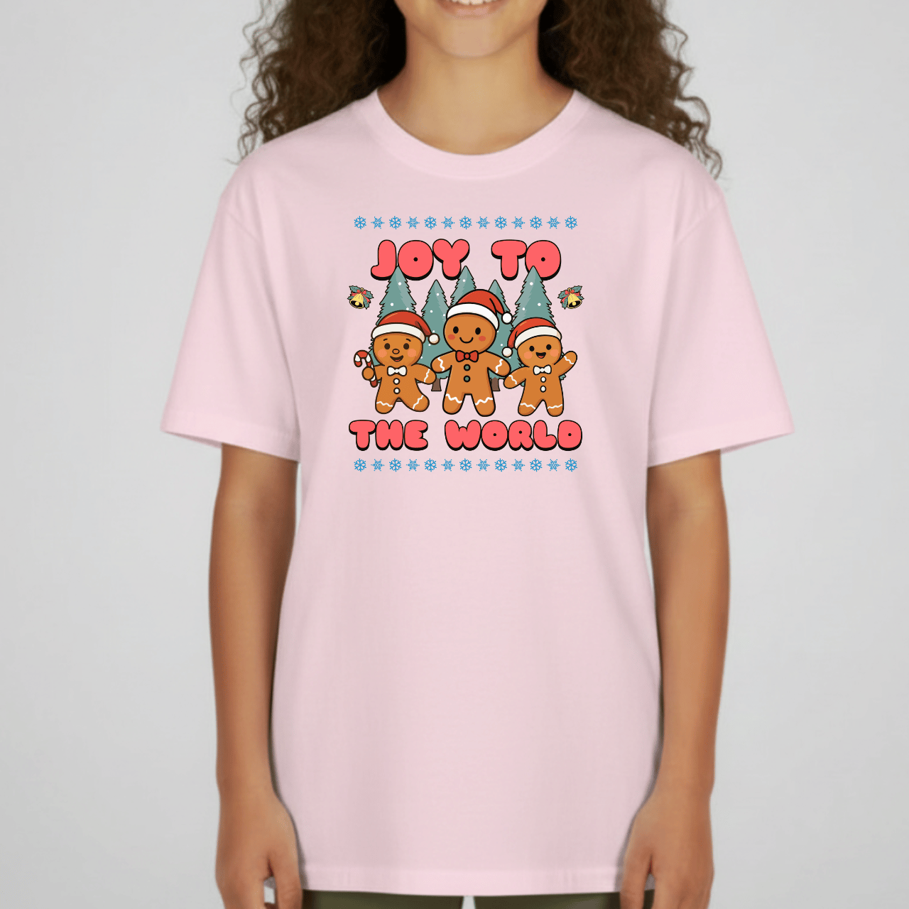 Joy to the World Gingerbread Youth Christmas T-Shirt | Holiday Tee for Kids | Gildan 5000B
