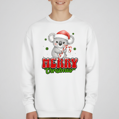 Merry Christmas Koala Youth Sweatshirt | Holiday Crewneck for Kids | Gildan 18000B