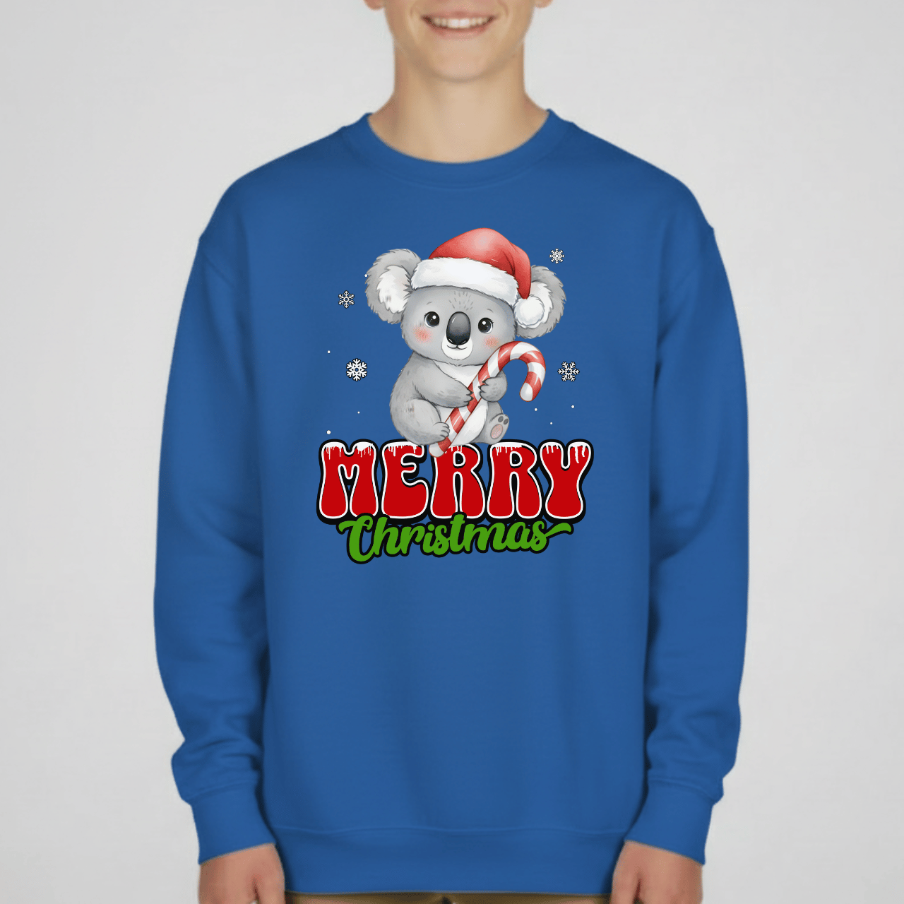 Merry Christmas Koala Youth Sweatshirt | Holiday Crewneck for Kids | Gildan 18000B