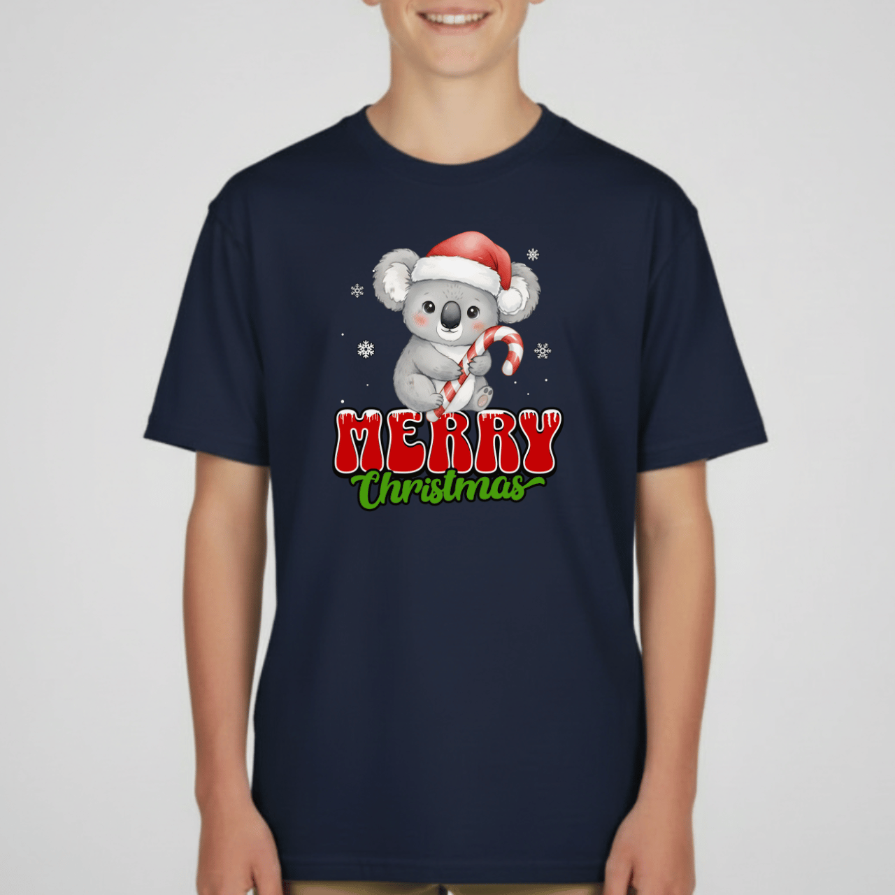 Merry Christmas Koala Youth T-Shirt | Holiday Tee for Kids | Gildan 5000B