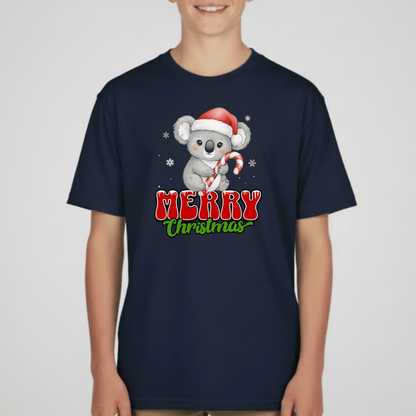 Merry Christmas Koala Youth T-Shirt | Holiday Tee for Kids | Gildan 5000B