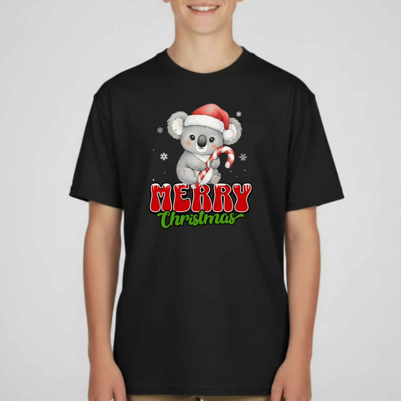 Merry Christmas Koala Youth T-Shirt | Holiday Tee for Kids | Gildan 5000B