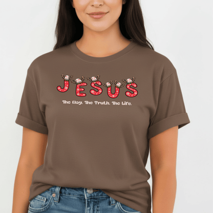 Jesus Christmas T-Shirt – The Way, The Truth, The Life | Comfort Colors 1717 | Christian Holiday Tee