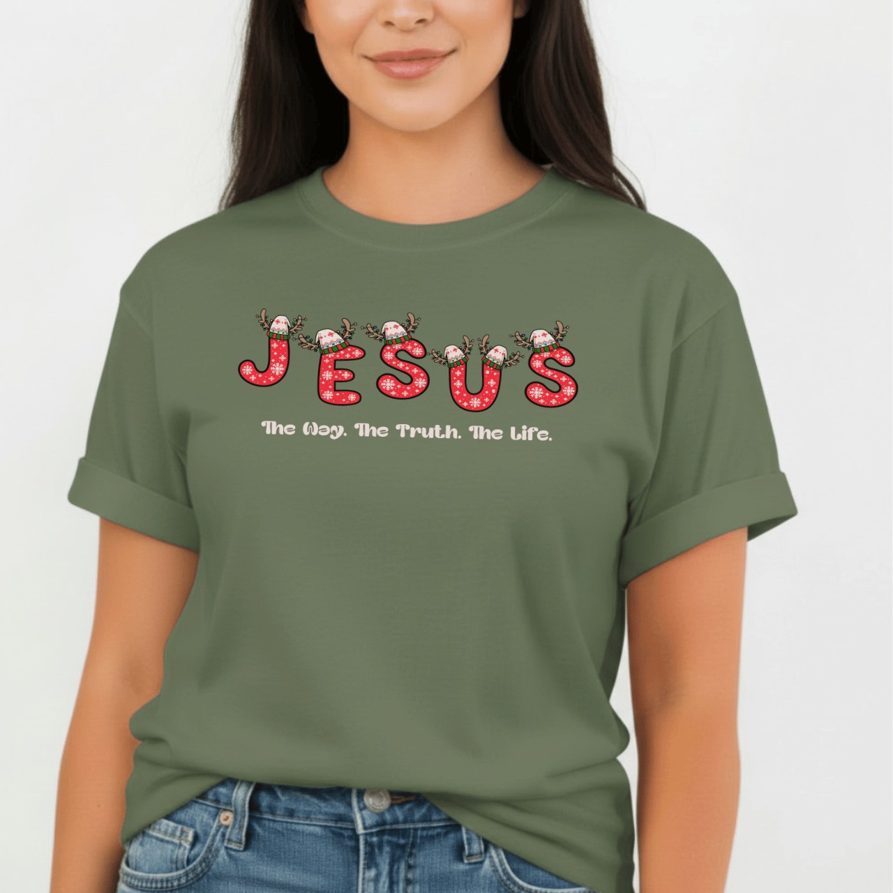 Jesus Christmas T-Shirt – The Way, The Truth, The Life | Comfort Colors 1717 | Christian Holiday Tee