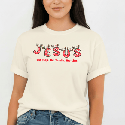 Jesus Christmas T-Shirt – The Way, The Truth, The Life | Comfort Colors 1717 | Christian Holiday Tee
