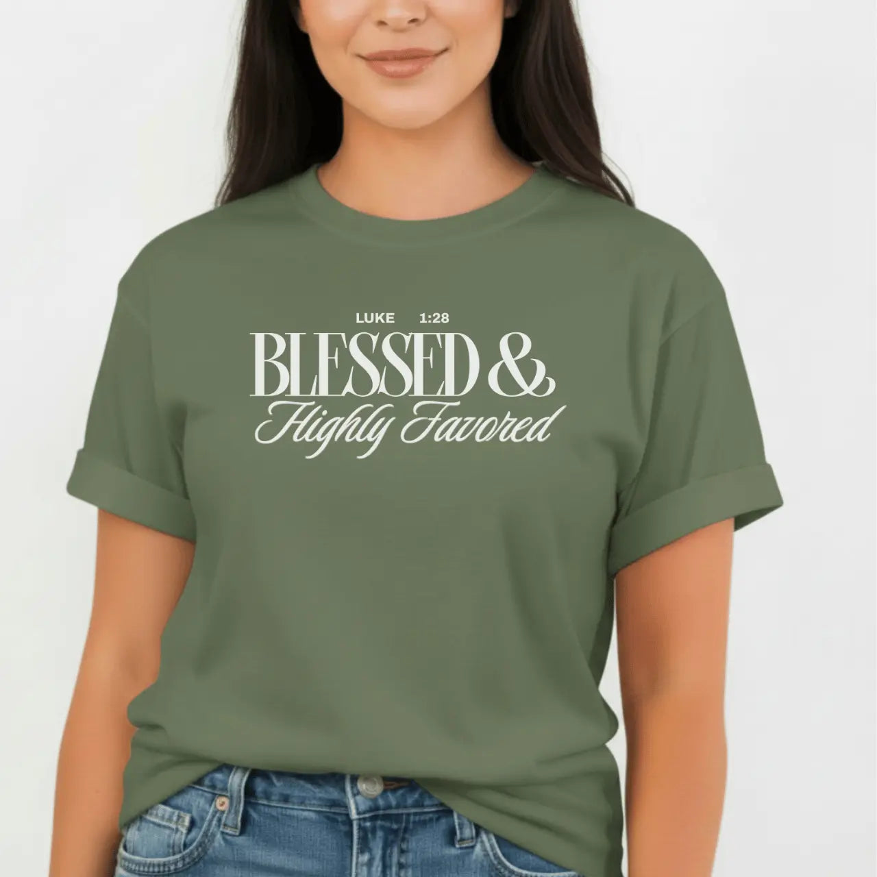 Blessed & Highly Favored T-Shirt | Faith Tee Goshen & Selah Co