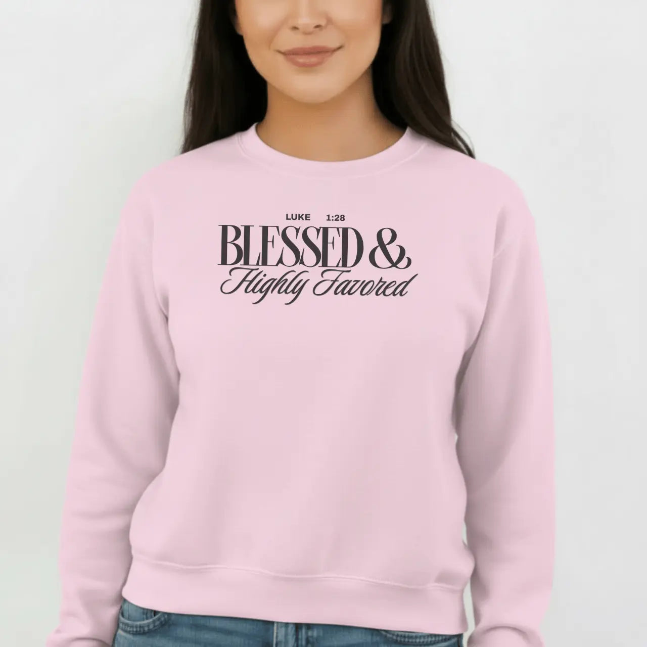 Blessed & Highly Favored Sweatshirt | Faith Crewneck | Gildan 18000 Goshen & Selah Co