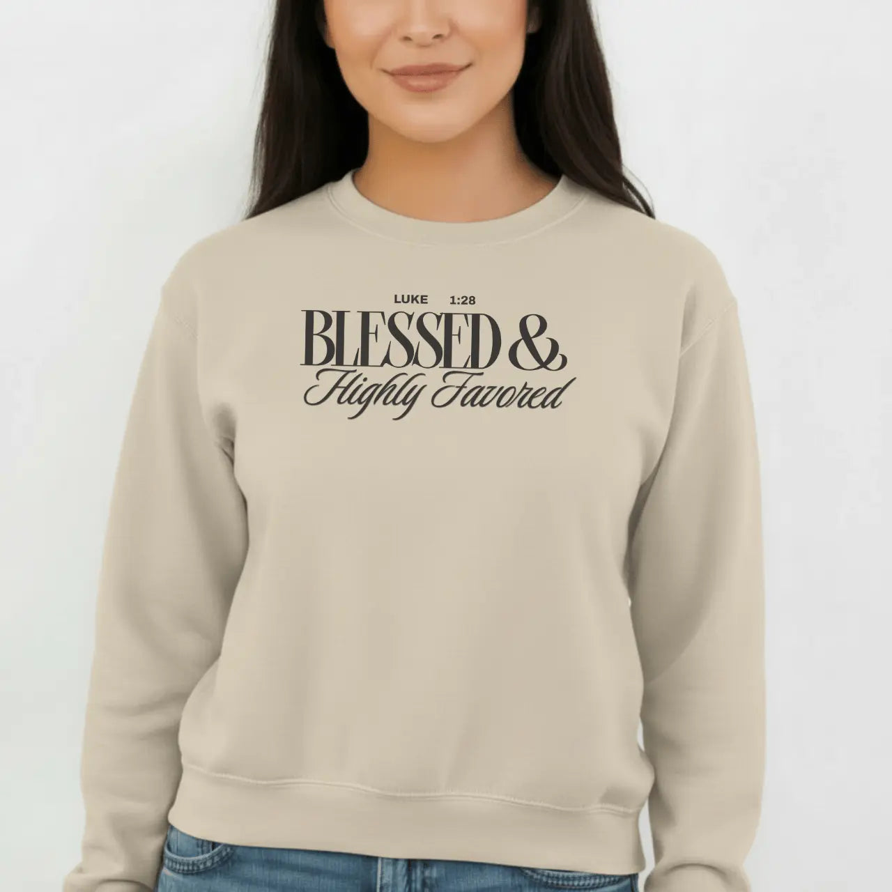 Blessed & Highly Favored Sweatshirt | Faith Crewneck | Gildan 18000 Goshen & Selah Co