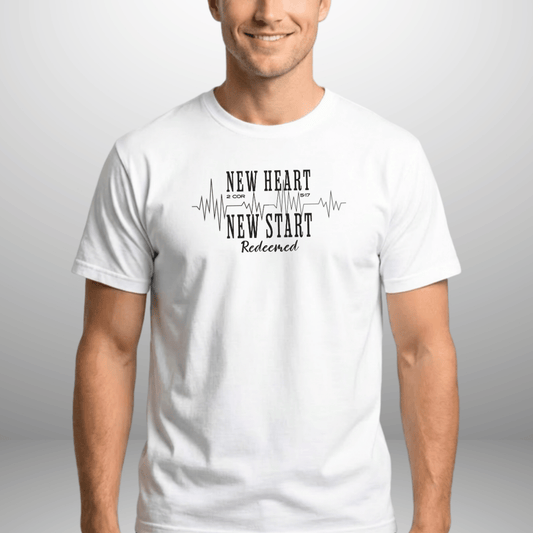 New Heart New Start Redeemed T-Shirt | Adult Unisex Comfort Colors 1717 | 2 Corinthians 5:17 Faith Shirt