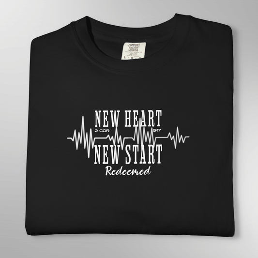 New Heart New Start Redeemed T-Shirt | Adult Unisex Comfort Colors 1717 | 2 Corinthians 5:17 Faith Shirt