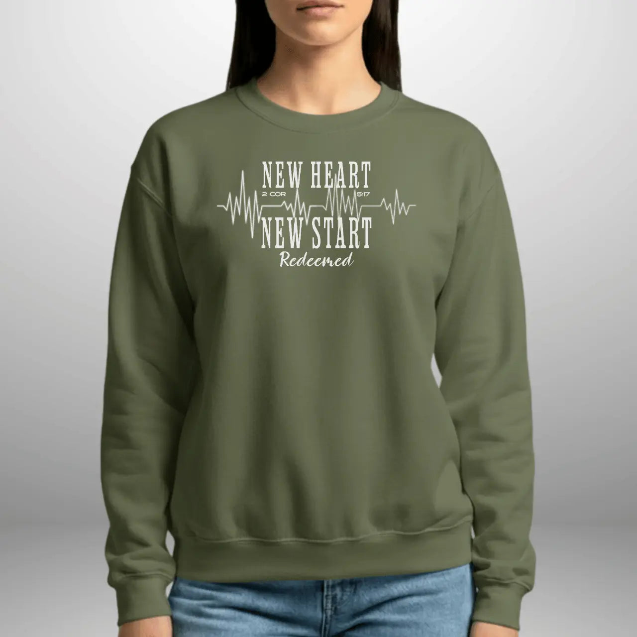 New Heart New Start Redeemed Sweatshirt | Unisex Crewneck | Faith Pullover Goshen & Selah Co