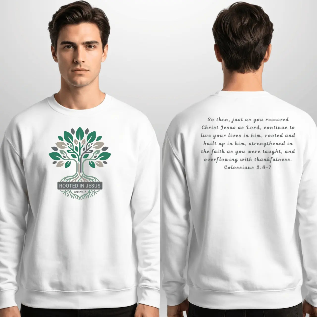 Rooted in Jesus Sweatshirt | Unisex Faith-Based Crewneck Goshen & Selah Co