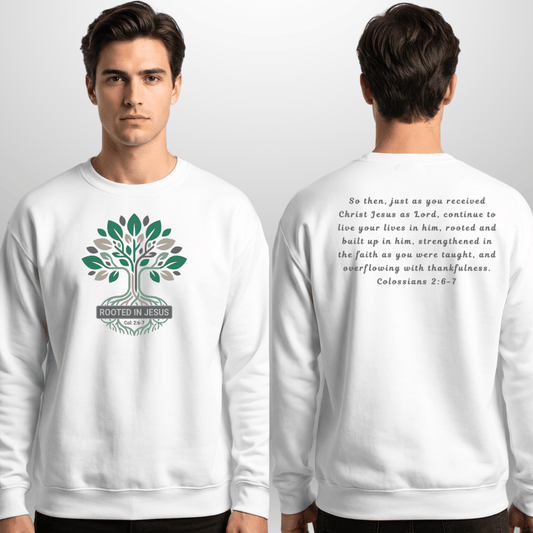 Unisex Rooted in Jesus Sweatshirt | Cozy Faith Crewneck