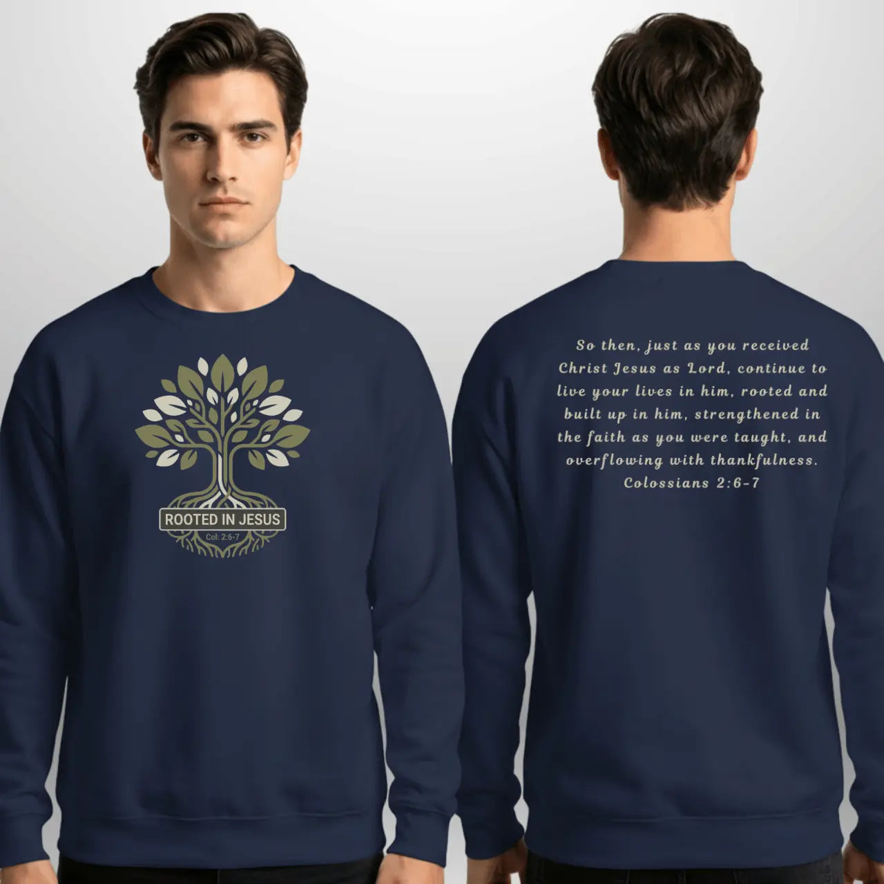 Rooted in Jesus Sweatshirt | Unisex Faith-Based Crewneck Goshen & Selah Co