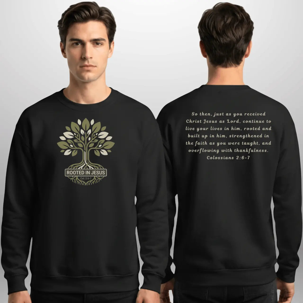 Rooted in Jesus Sweatshirt | Unisex Faith-Based Crewneck Goshen & Selah Co
