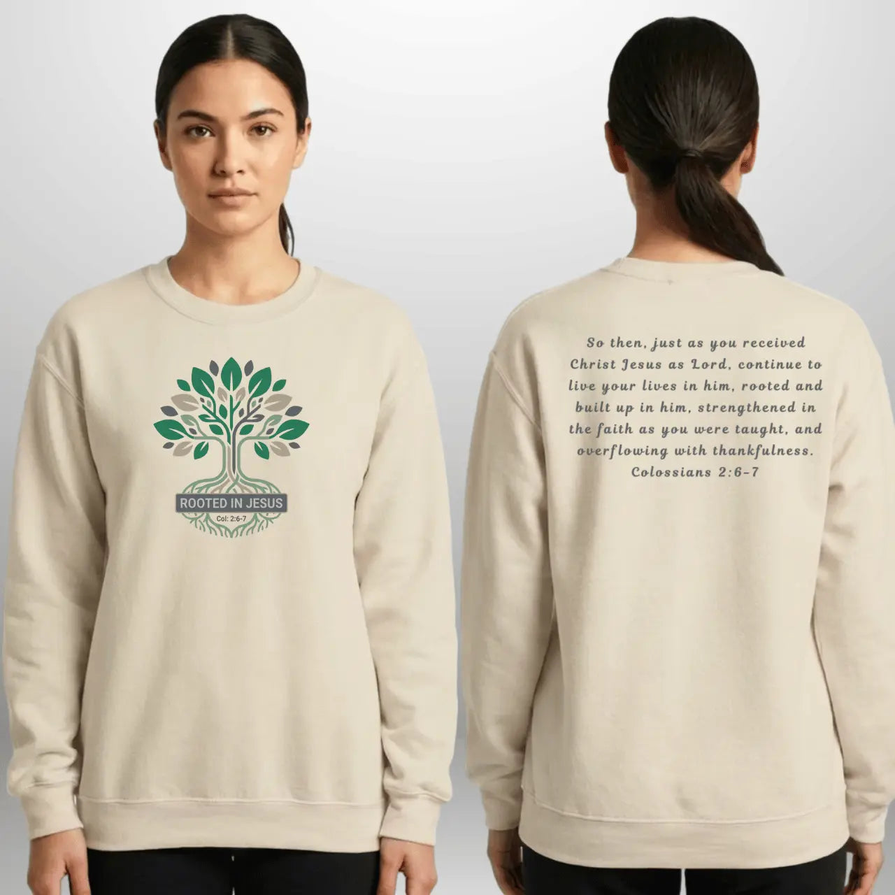 Rooted in Jesus Sweatshirt | Unisex Faith-Based Crewneck Goshen & Selah Co