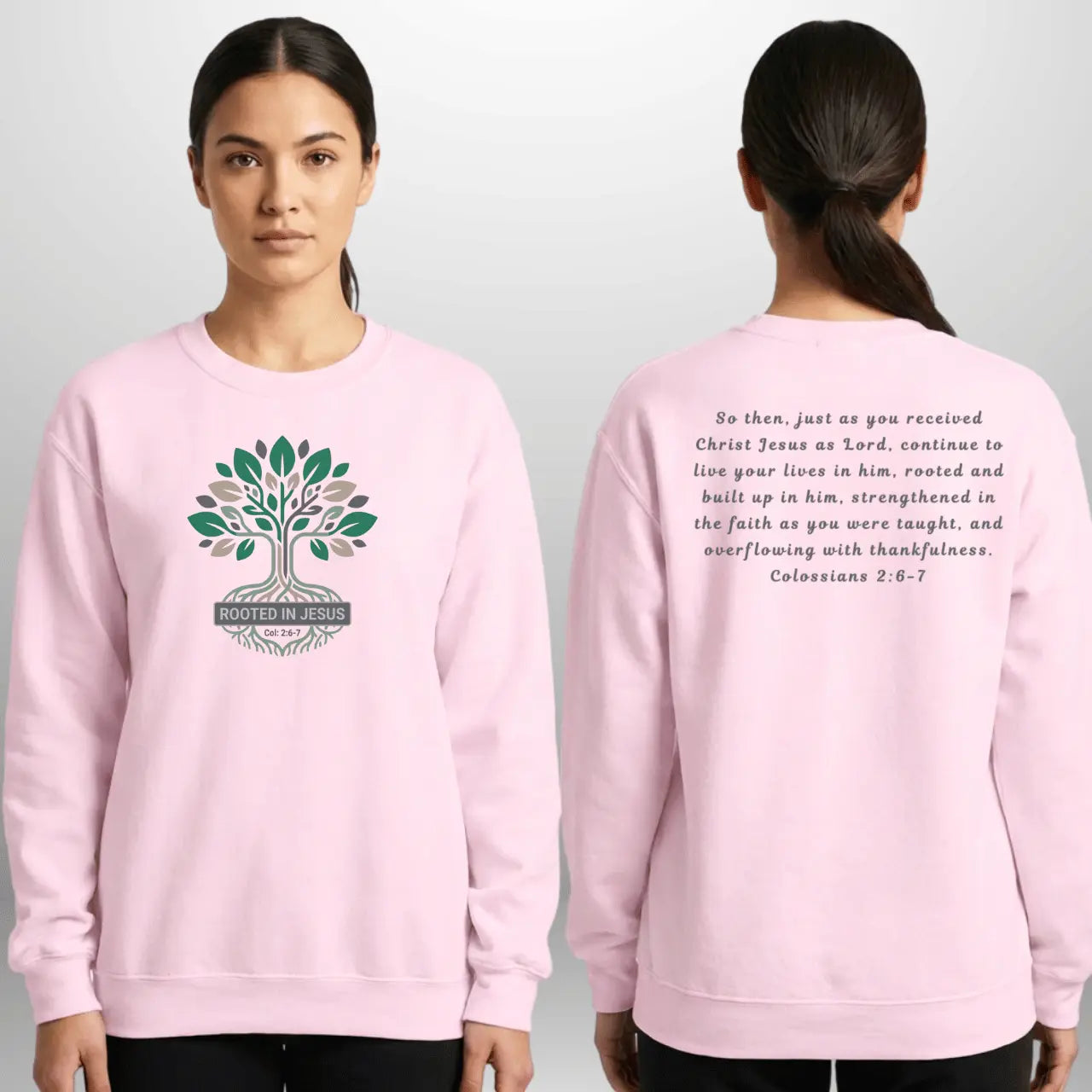 Rooted in Jesus Sweatshirt | Unisex Faith-Based Crewneck Goshen & Selah Co