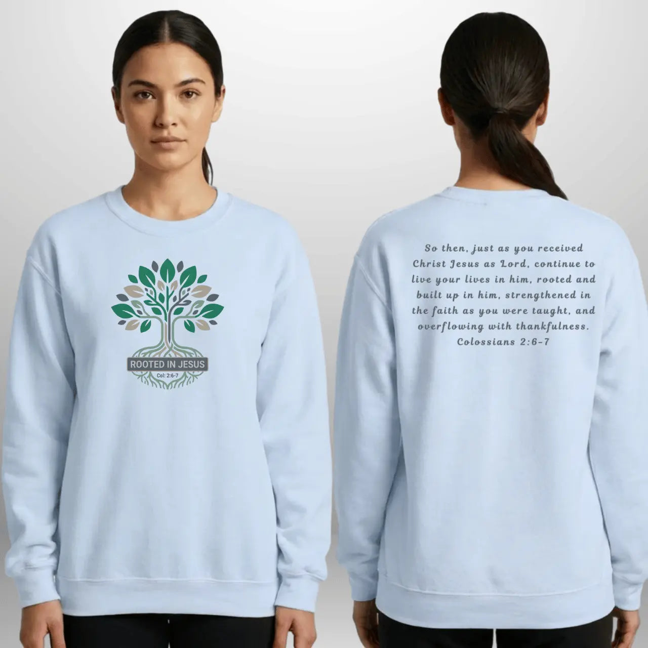 Rooted in Jesus Sweatshirt | Unisex Faith-Based Crewneck Goshen & Selah Co