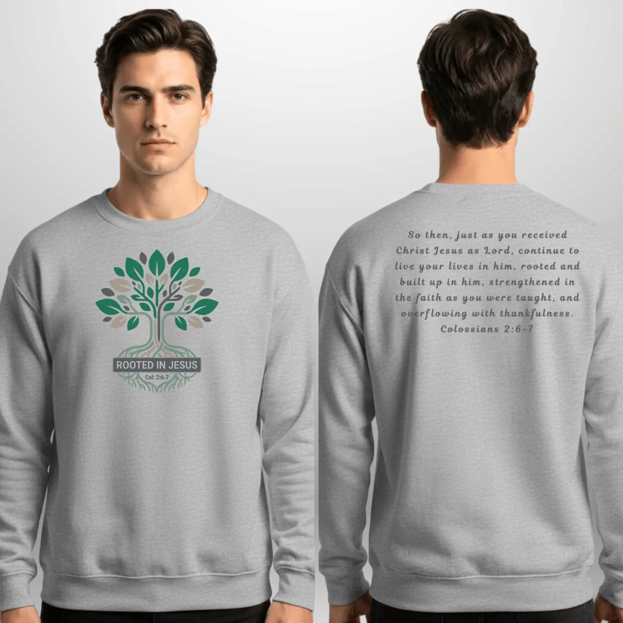 Rooted in Jesus Sweatshirt | Unisex Faith-Based Crewneck Goshen & Selah Co