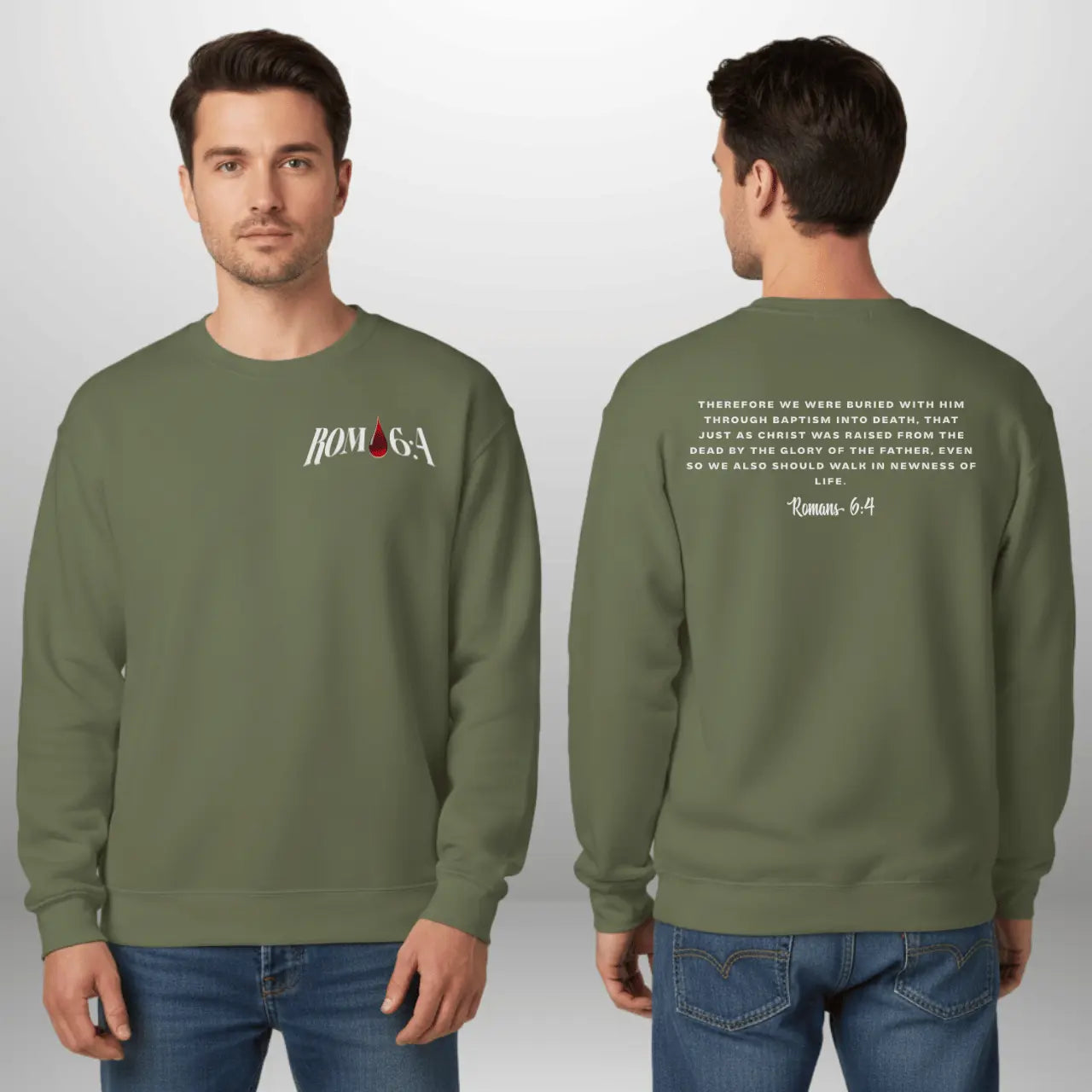 Romans 6:4 Sweatshirt |UnisexFaith Crewneck | Gildan 18000 Goshen & Selah Co