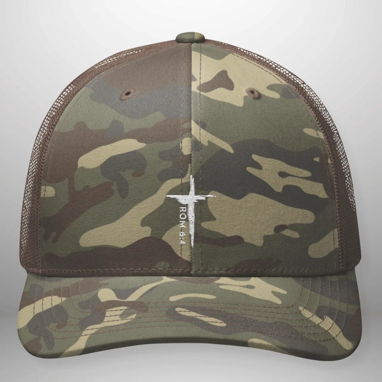 ROM 6:4 Camo Trucker Hat | Snapback | Structured Six-Panel Cap Goshen & Selah Co